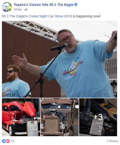 facebook post from agle 99.3 radio cruise night